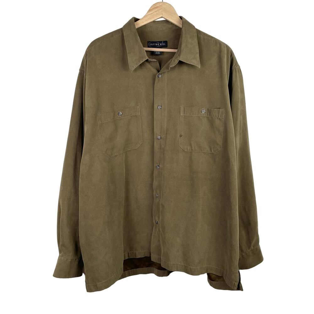 y2k Brown Suede Button Up Lightweight Shacket Western Gorpcore Size XL